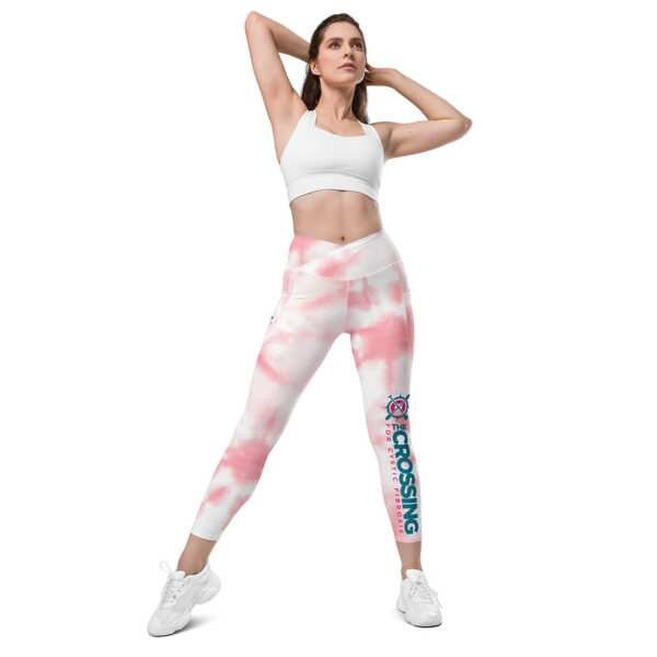 Crossover leggings with pockets - Pink Tye Dye